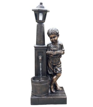Boy Reading at Lamp