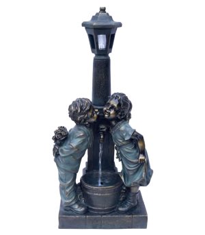 Kissing Boy & Girl at Lamp