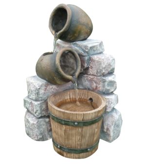 Medium 2 Pots & Wooden Barrel