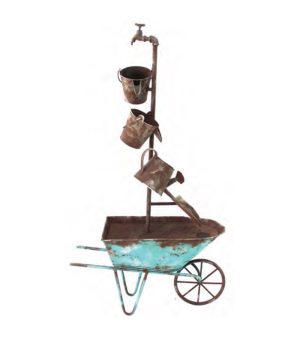 Metal Wheel Barrow Fountain