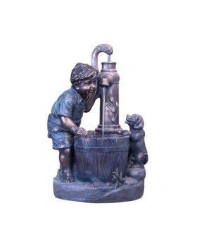 Boy and Dog at Pump