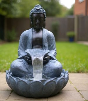 Giant Grey/Black Sitting Buddha